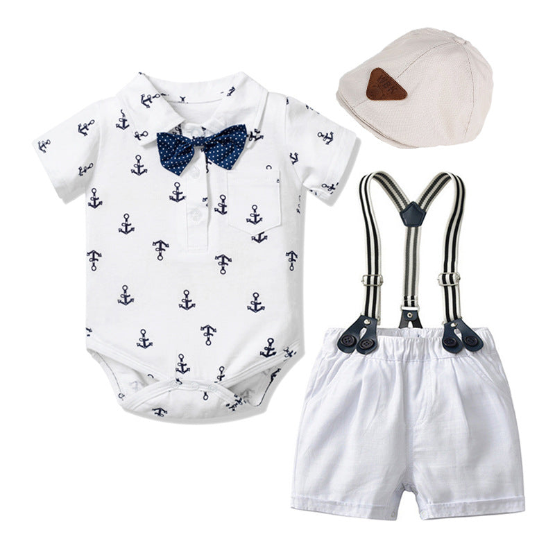 Baby Boy Printed Triangle Romper - One Red Hill